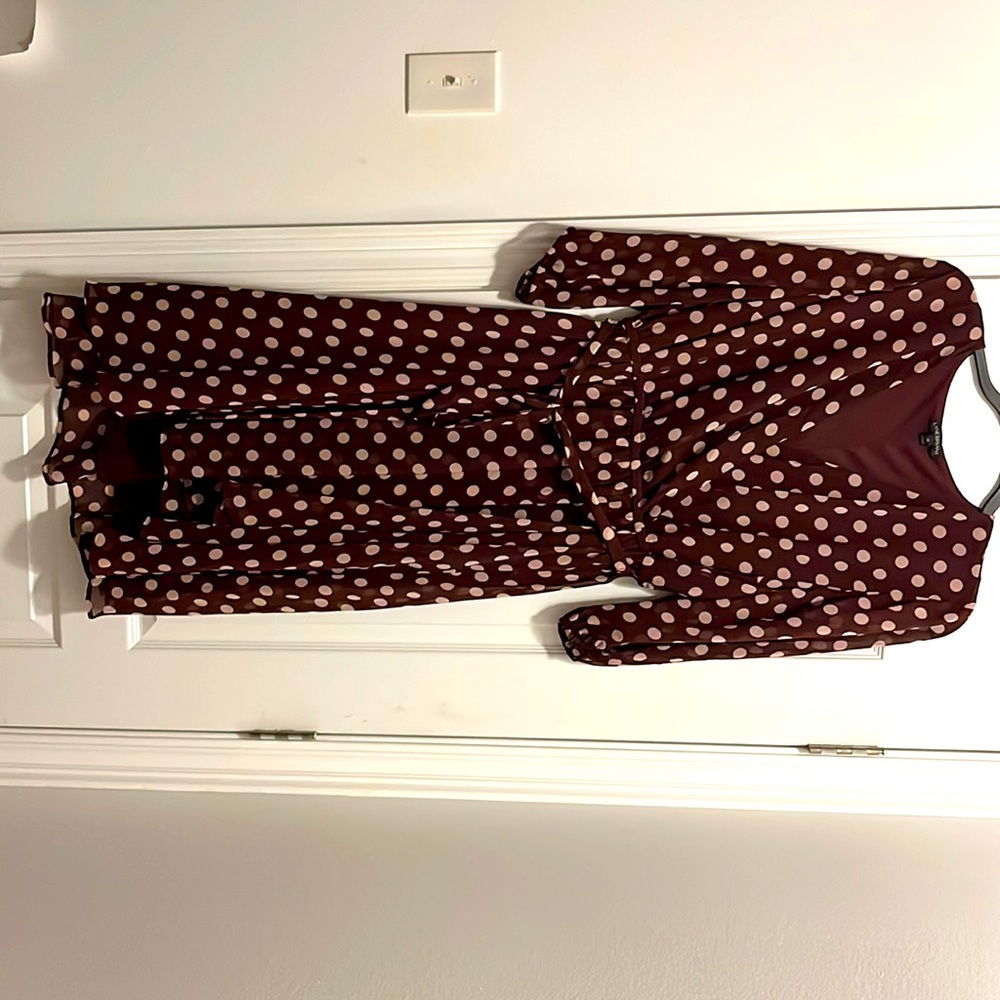 Lane Bryant size 20 brown and cream polka dot dress